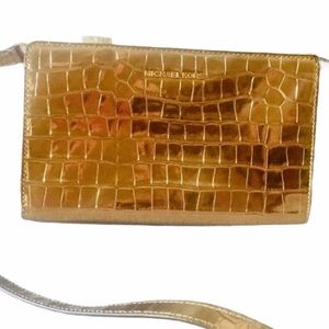 NWT Michael Kors Gold Crossbody Clutch